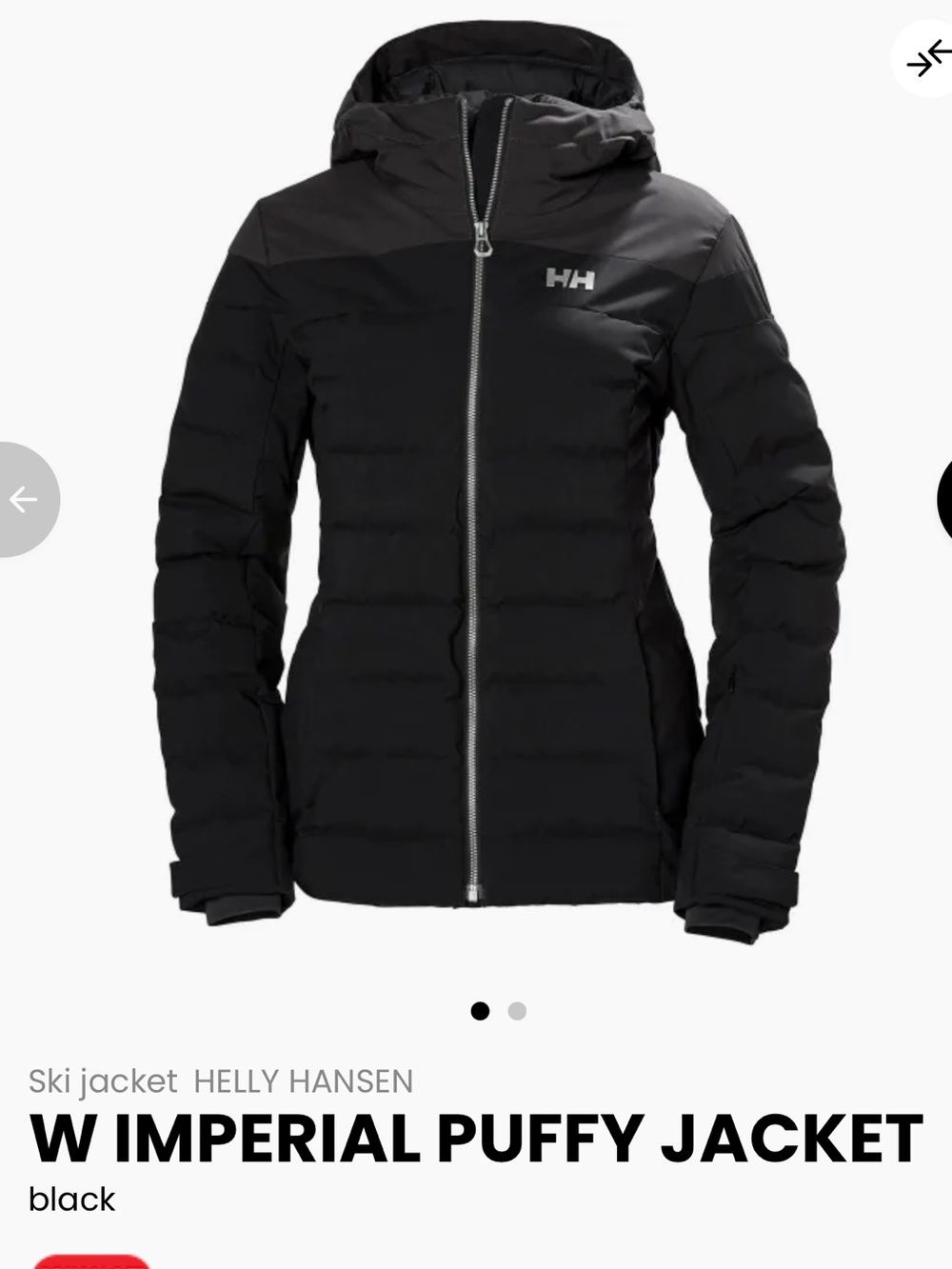 Helly Hansen Women's Black Puffy Hooded Jacket